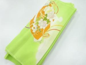 アンティーク　檜扇に牡丹模様着物洗い張り